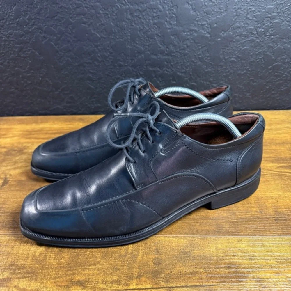 Johnston & Murphy J&M Flex 20-7751 Black Leather Bicycle‎ Toe Oxford Mens 10.5 M
